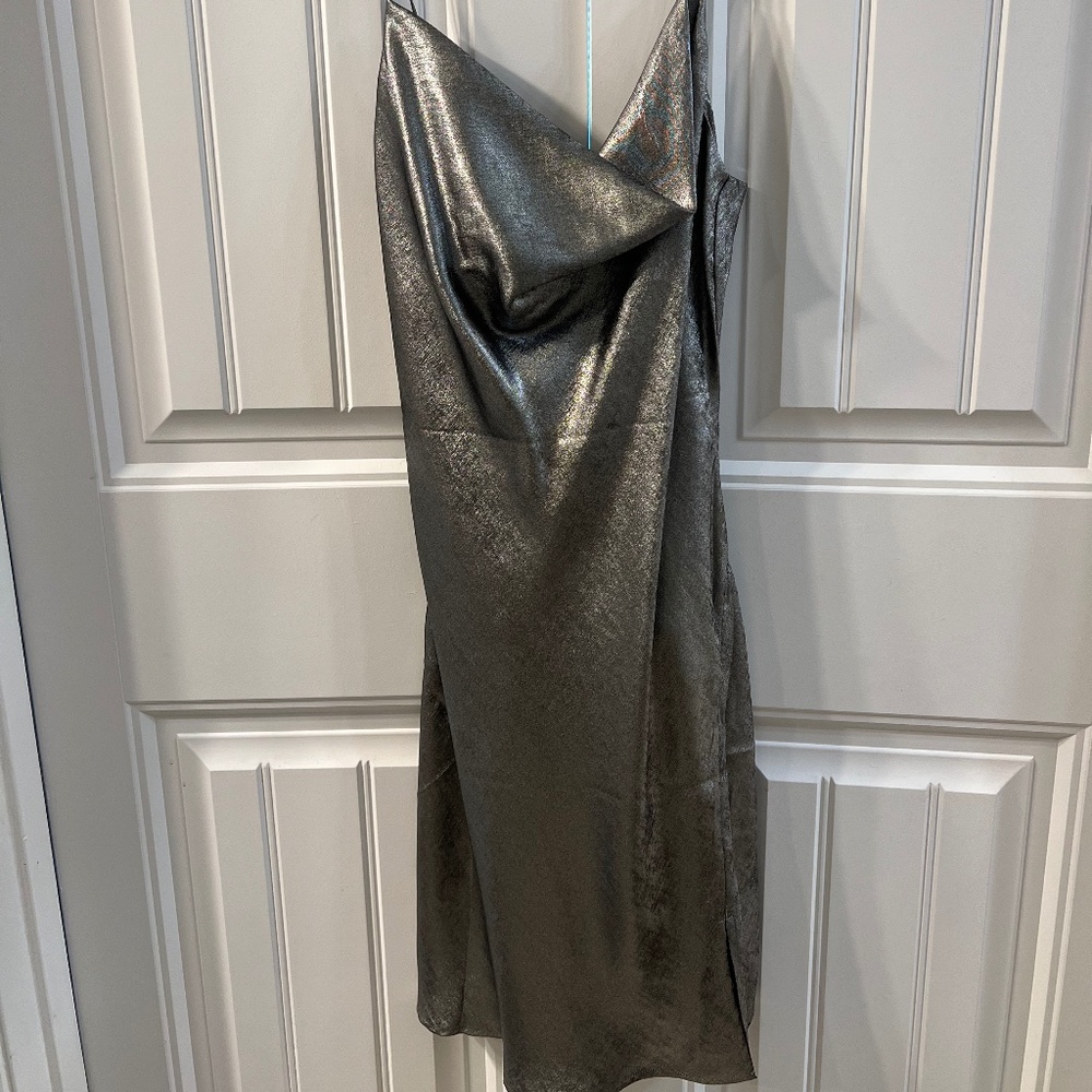 Dynamite Cowl Neck Slip Dress (Gunmetal)